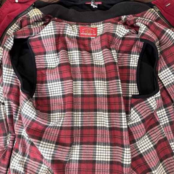 VTG 90s Marlboro Country Store Jacket Coat Men L Red Flannel/Quilt Liner Pockets - Picture 4 of 16